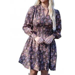 NEW IN-LOOM kara floral mini dress in brown